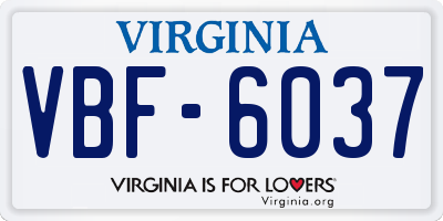 VA license plate VBF6037