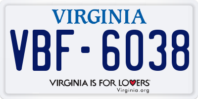 VA license plate VBF6038