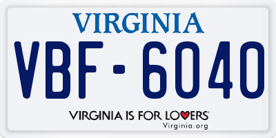 VA license plate VBF6040
