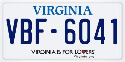 VA license plate VBF6041