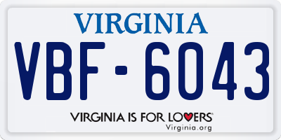VA license plate VBF6043