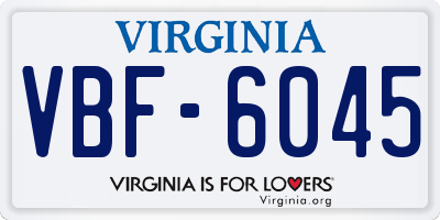 VA license plate VBF6045