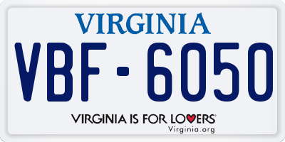 VA license plate VBF6050