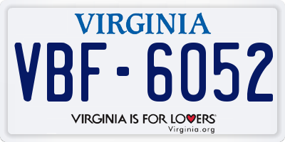 VA license plate VBF6052