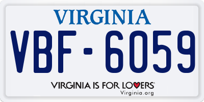 VA license plate VBF6059