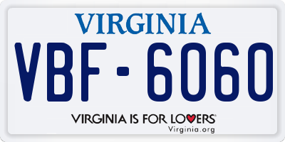 VA license plate VBF6060
