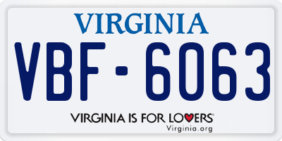 VA license plate VBF6063