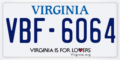 VA license plate VBF6064