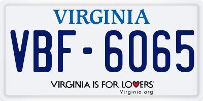 VA license plate VBF6065