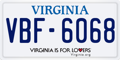 VA license plate VBF6068