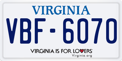 VA license plate VBF6070