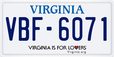VA license plate VBF6071