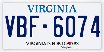 VA license plate VBF6074