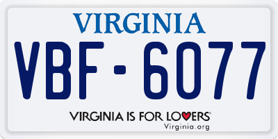 VA license plate VBF6077