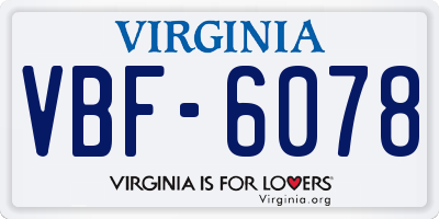 VA license plate VBF6078
