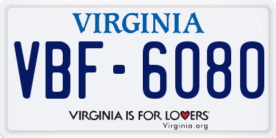 VA license plate VBF6080