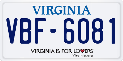 VA license plate VBF6081
