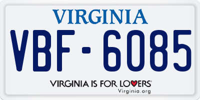 VA license plate VBF6085