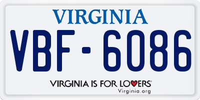 VA license plate VBF6086