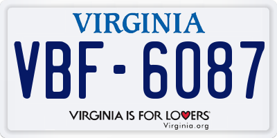 VA license plate VBF6087