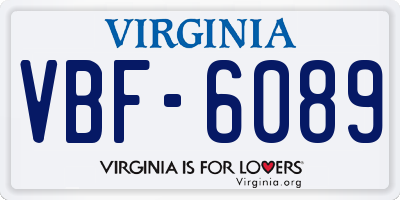 VA license plate VBF6089
