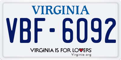 VA license plate VBF6092