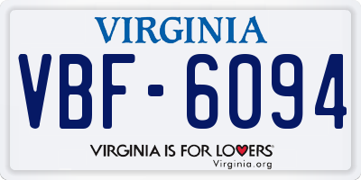 VA license plate VBF6094