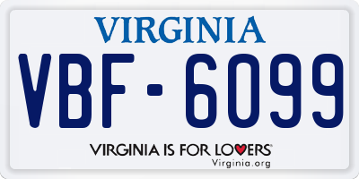 VA license plate VBF6099