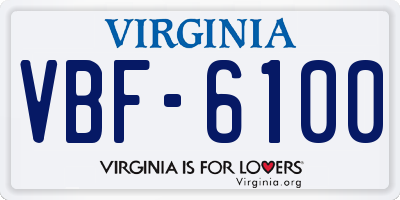 VA license plate VBF6100