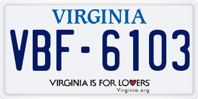 VA license plate VBF6103