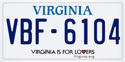 VA license plate VBF6104