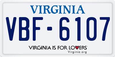 VA license plate VBF6107