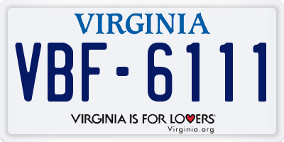 VA license plate VBF6111