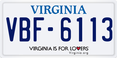 VA license plate VBF6113