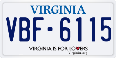 VA license plate VBF6115