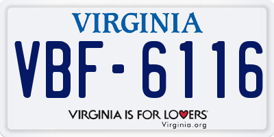 VA license plate VBF6116