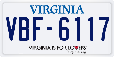 VA license plate VBF6117