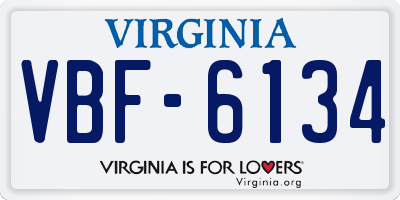 VA license plate VBF6134