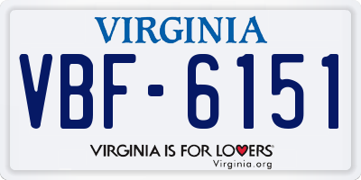 VA license plate VBF6151