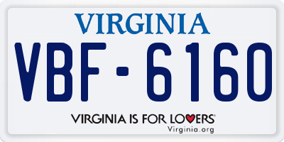 VA license plate VBF6160