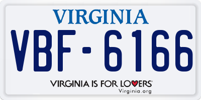 VA license plate VBF6166