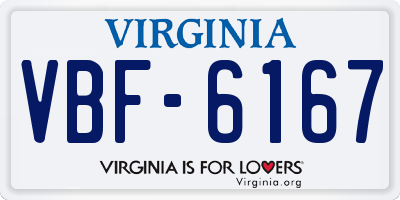 VA license plate VBF6167