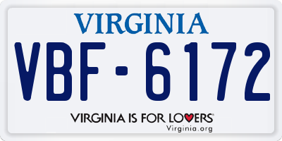 VA license plate VBF6172