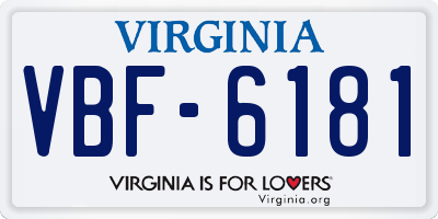 VA license plate VBF6181