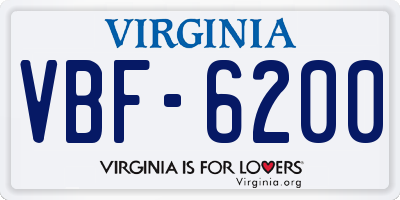 VA license plate VBF6200