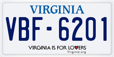 VA license plate VBF6201