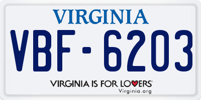 VA license plate VBF6203