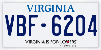 VA license plate VBF6204