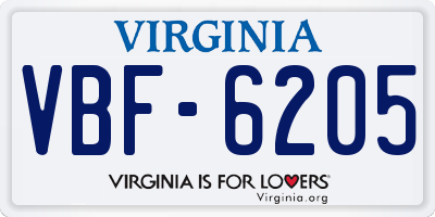 VA license plate VBF6205