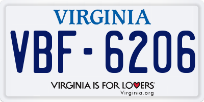 VA license plate VBF6206